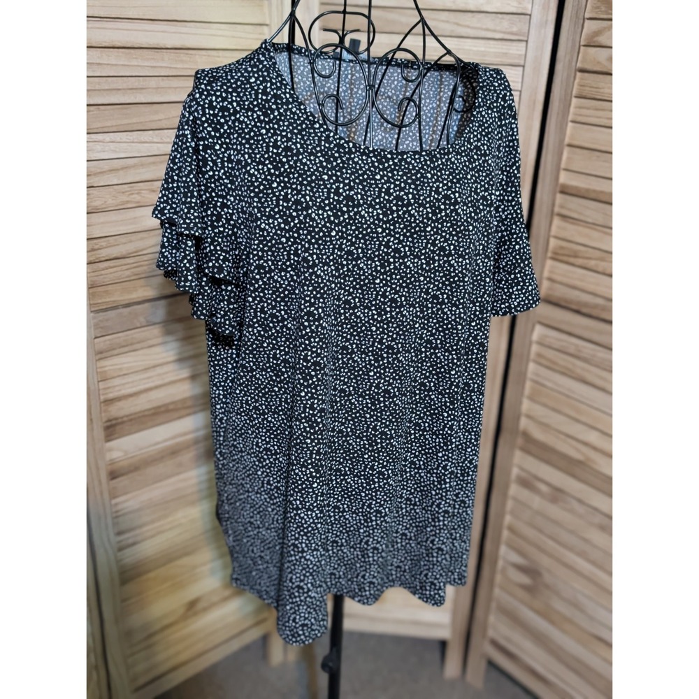 Adrianna Papell Women Plus Size 1X  Polka Dot Shirt Blouse